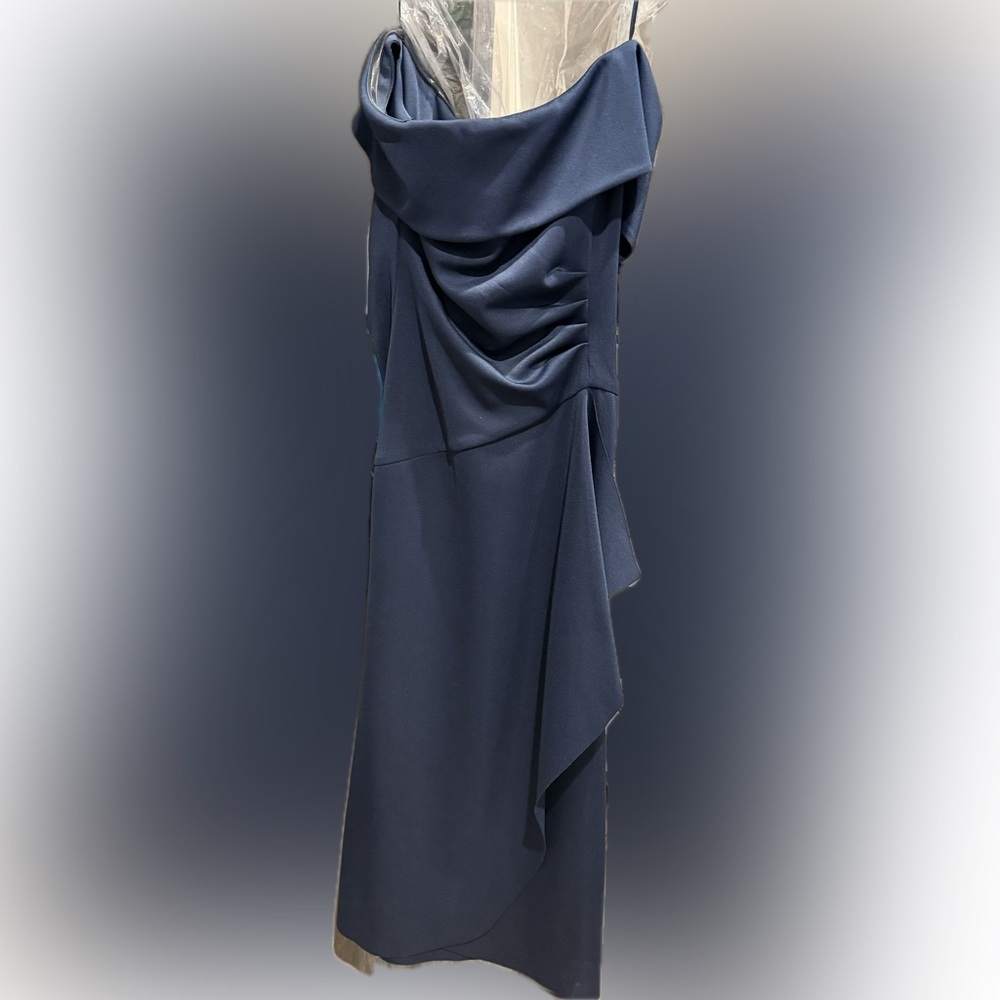 Xscape Navy Blue Off-Shoulder Gown for Weddings/Formal Events - Picture 4 of 8
